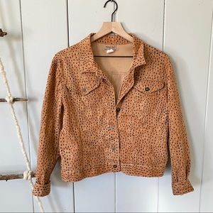 Brown Vintage Dotted Denim Jean Jacket Size 14